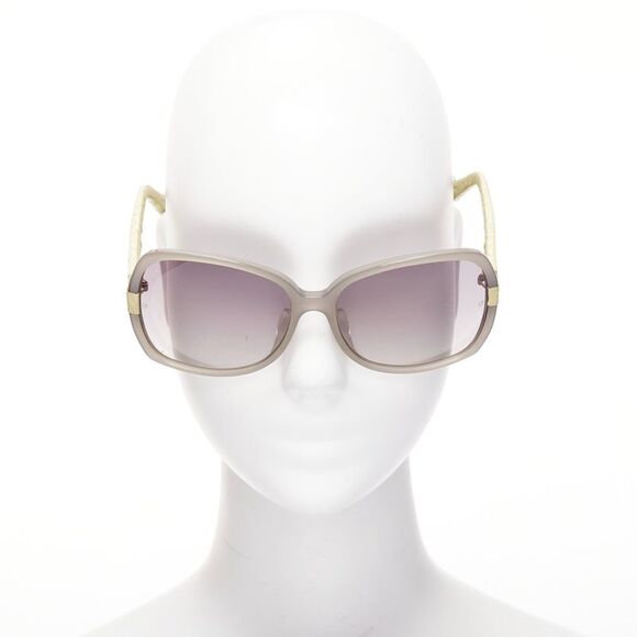 Linda Farrow Luxe Scaled Leather Arm Square Sunglasses